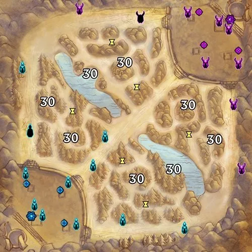League Classic Summoner's Rift minimap displaying jungle camp countdown timers