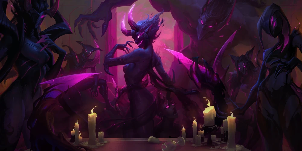 Evelynn Demon artwork Evelynn Legends of Runeterra artwork showing the Demon of Agony