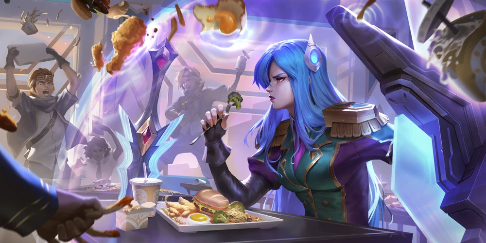 Battle Academia Leona illustration Battle Academia Leona illustration showing the Labrys student with her shield and radiant armor