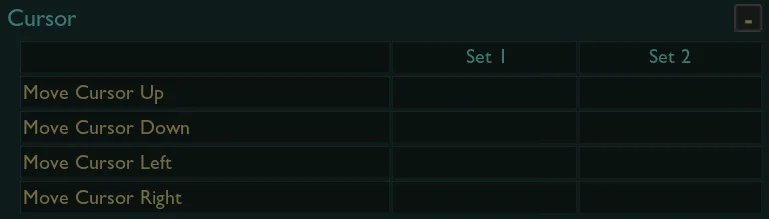 League of Legends settings screen showing custom input options for moving the mouse cursor