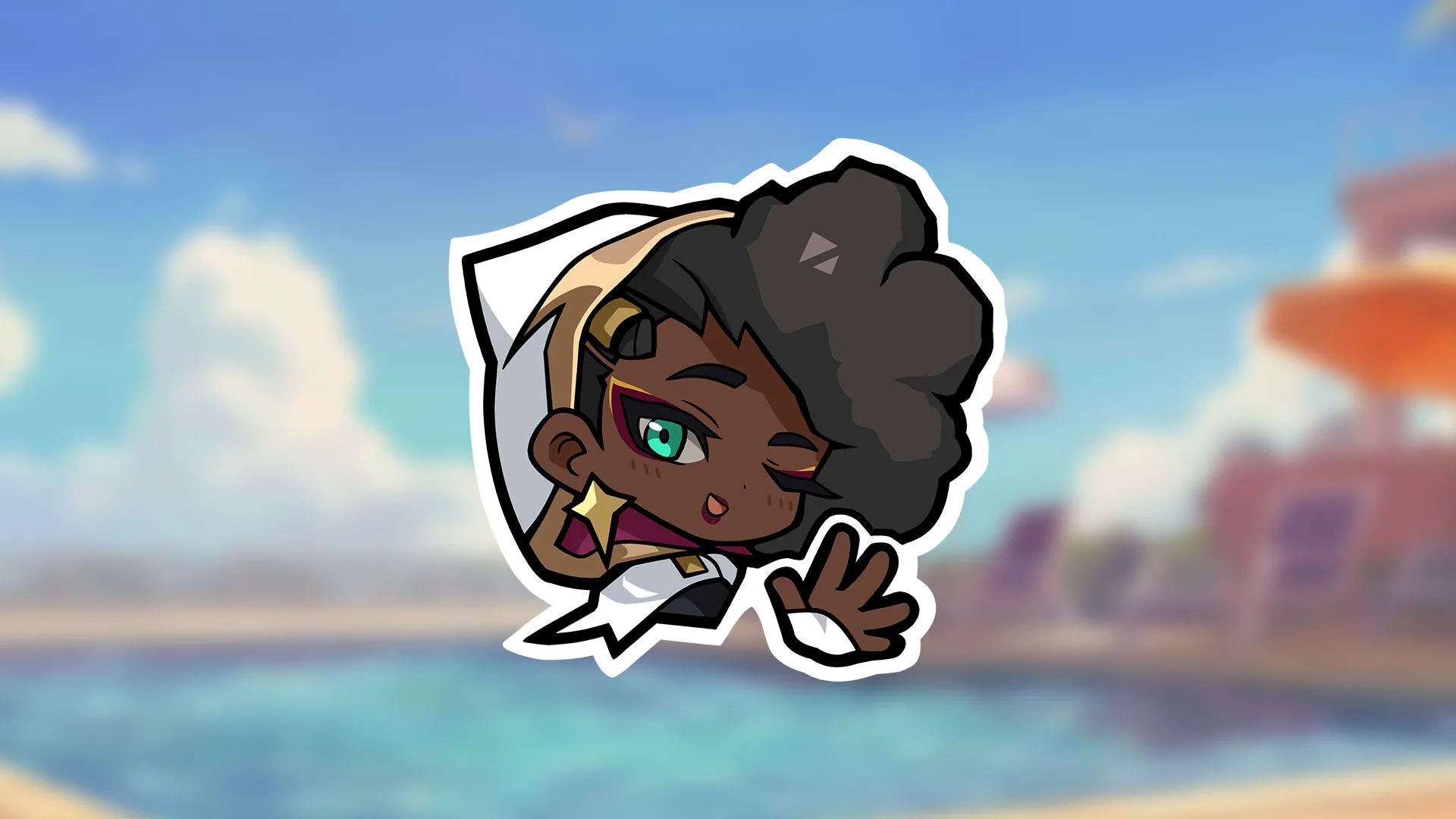 2XKO Evo 2026 Senna competitor reward Senna-themed 2XKO Evo 2026 competitor reward artwork with a poolside background