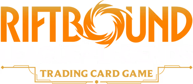 Orange and white Riftbound League of Legends trading card game logo Orange and white Riftbound League of Legends trading card game logo