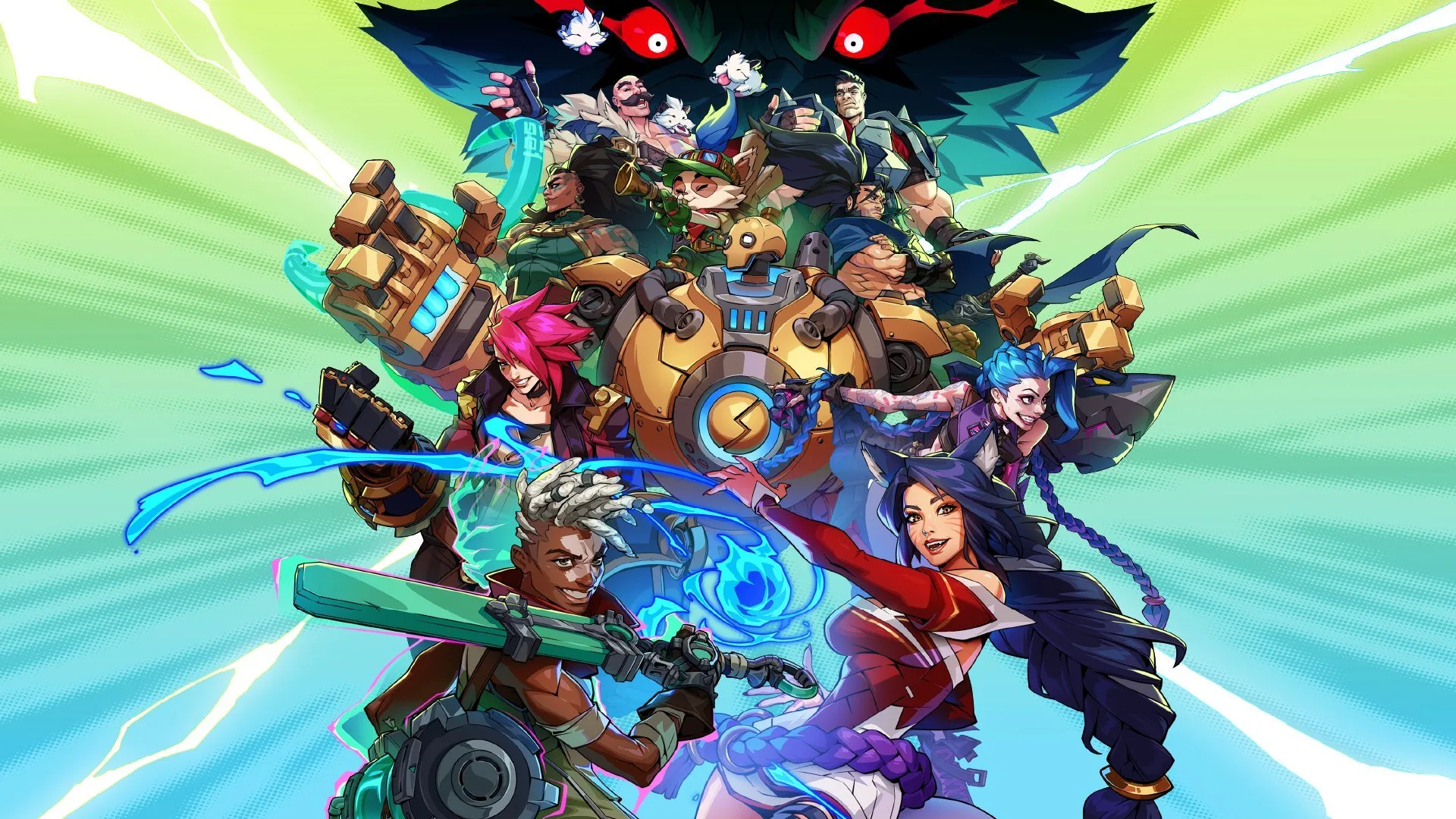 2XKO cover art with multiple champions in dynamic poses 2XKO cover art with multiple champions in dynamic poses