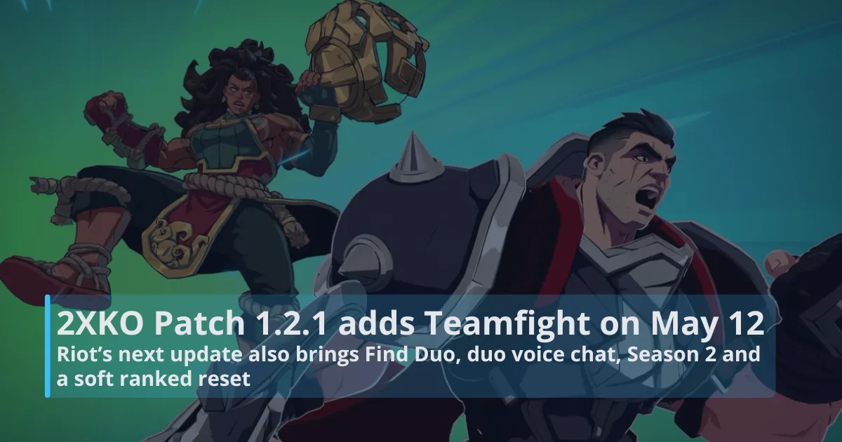 2XKO Patch 1.2.1 brings Teamfight, Find Duo and duo voice chat on May 12 2XKO Patch 1.2.1 brings Teamfight, Find Duo and duo voice chat on May 12