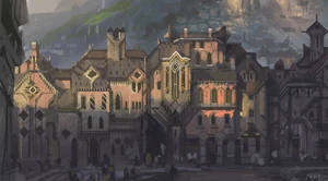 Bluewind Court in Piltover with wealthy buildings and upper-city architecture