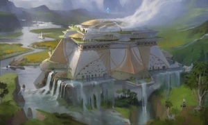 Mastery over the material realm Ixtali elemental arcology built above water and stone