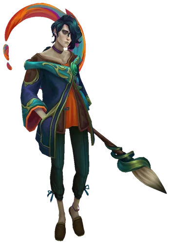 Hwei character render Full-body character render of Hwei holding his paintbrush in League of Legends