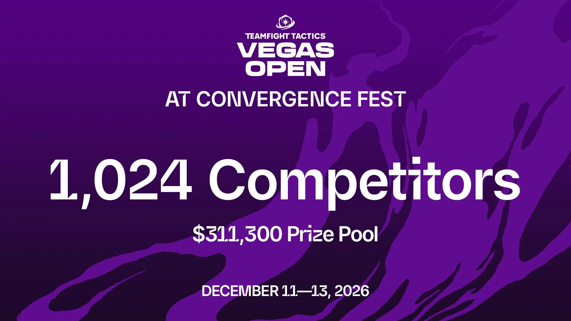 TFT Vegas Open Convergence Fest graphic showing 1,024 competitors and a $311,300 prize pool