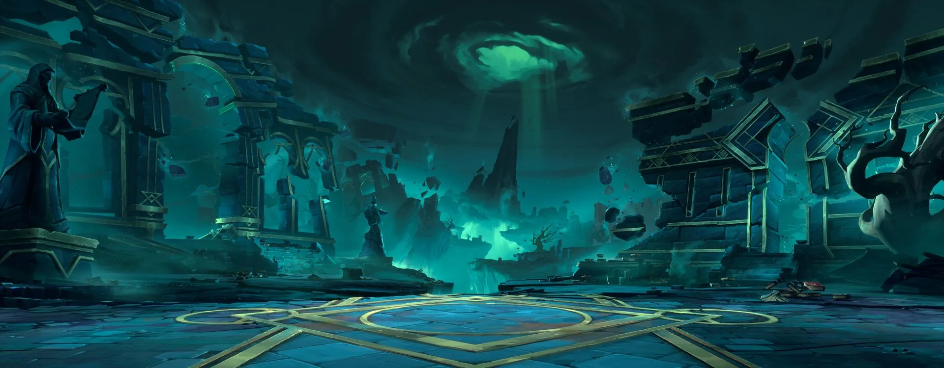 The Ruined Courtyard stage in 2XKO The Ruined Courtyard stage in 2XKO, set in the Shadow Isles