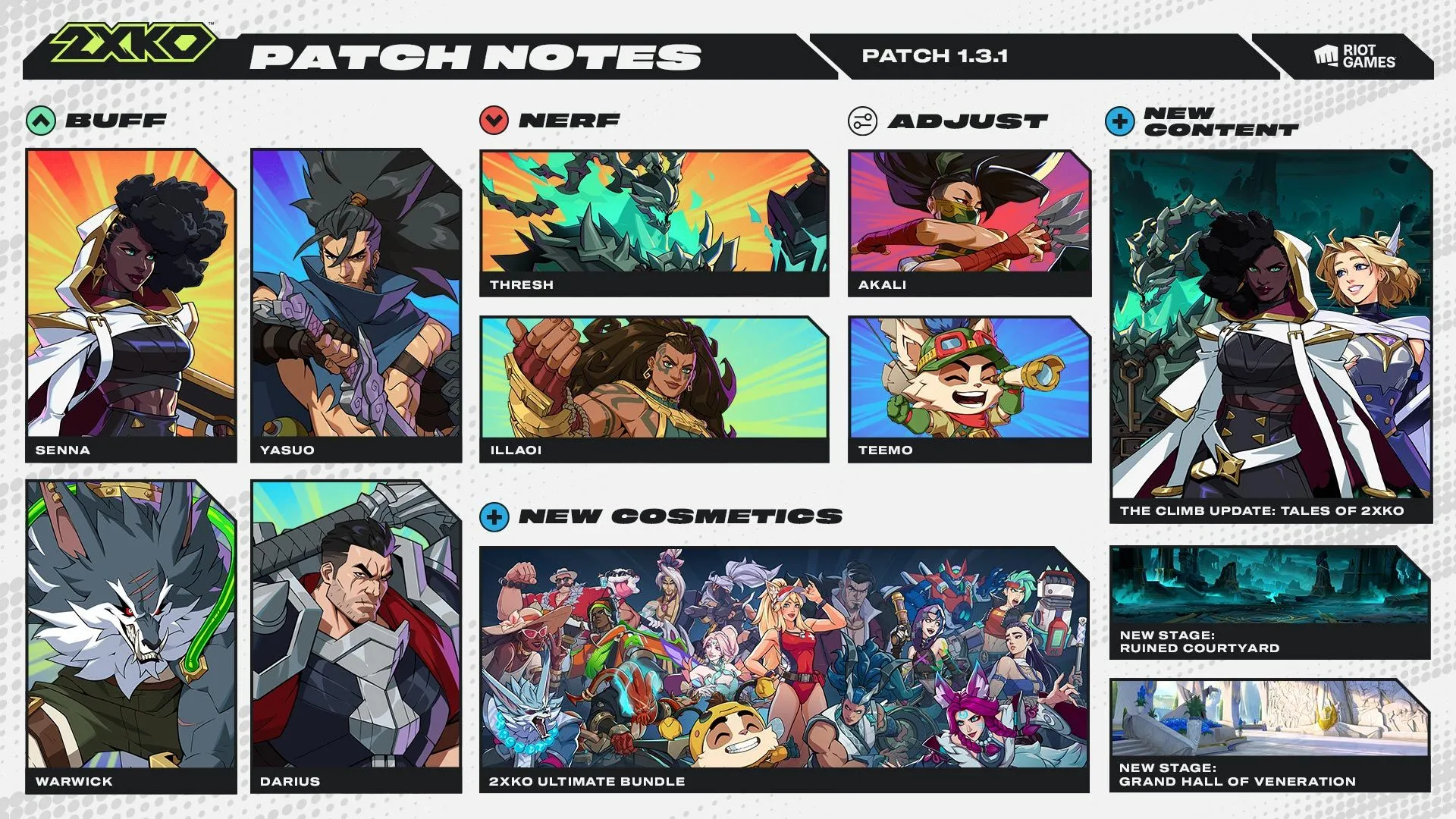2XKO patch 1.3.1 key art 2XKO patch 1.3.1 key art featuring Lux and the September 8 2026 update