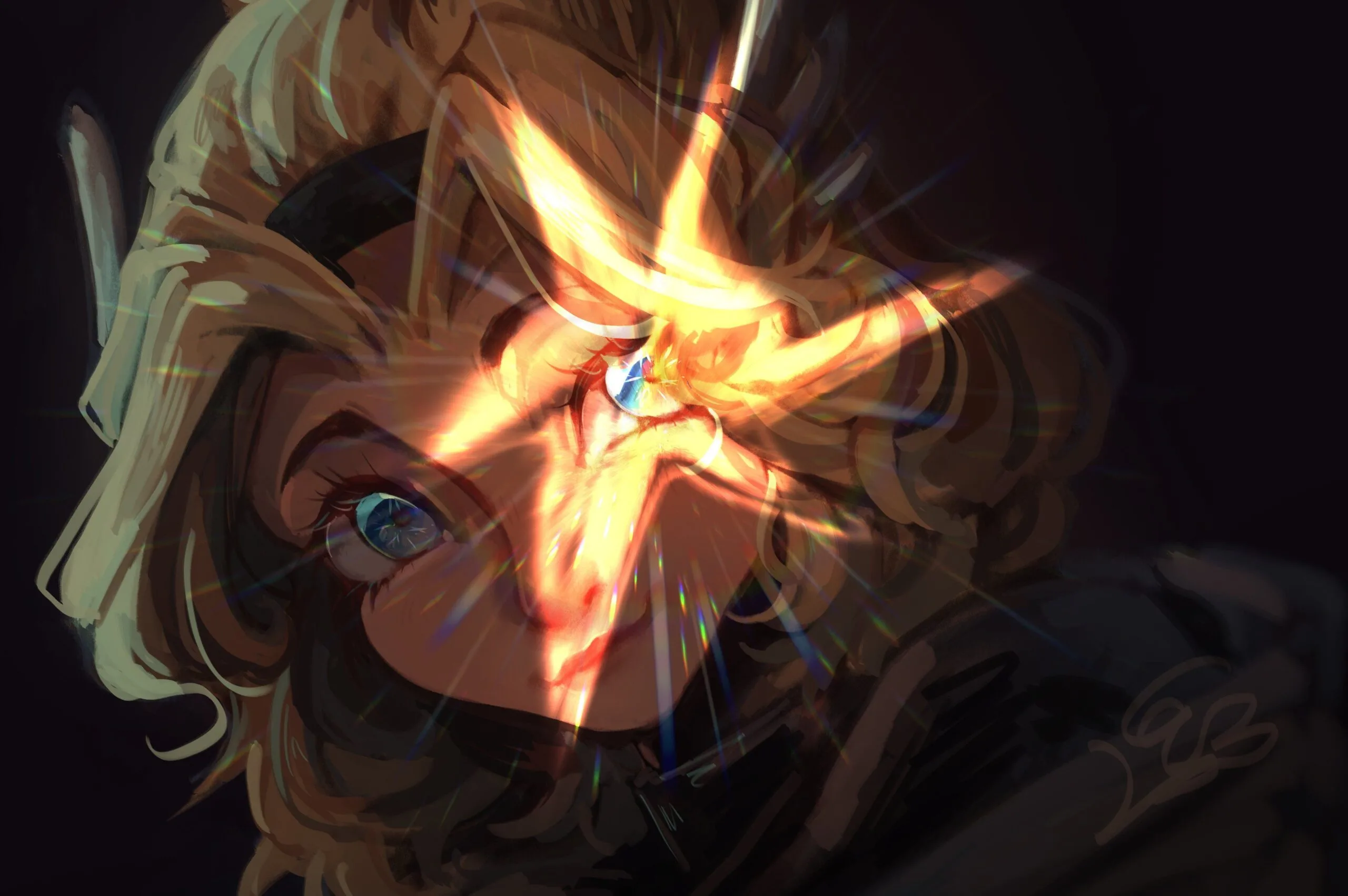 2XKO Lux fan art by lambbbheart Lux fan artwork with bright light illuminating the champion's face