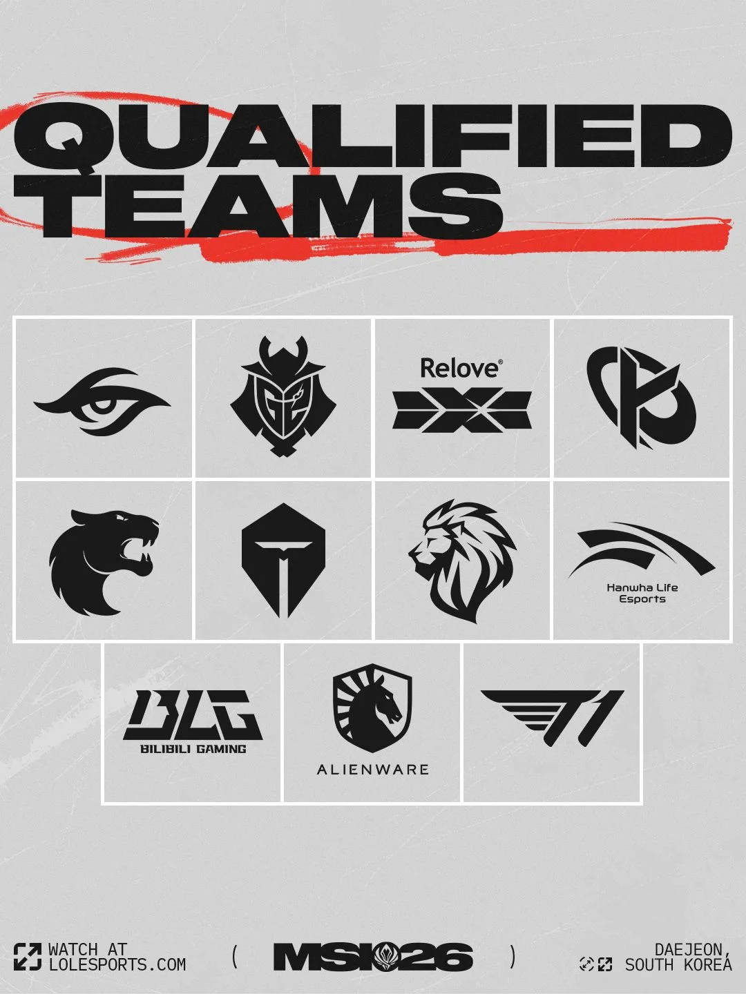 Official MSI 2026 qualified teams graphic from LoL Esports Official MSI 2026 qualified teams graphic from LoL Esports