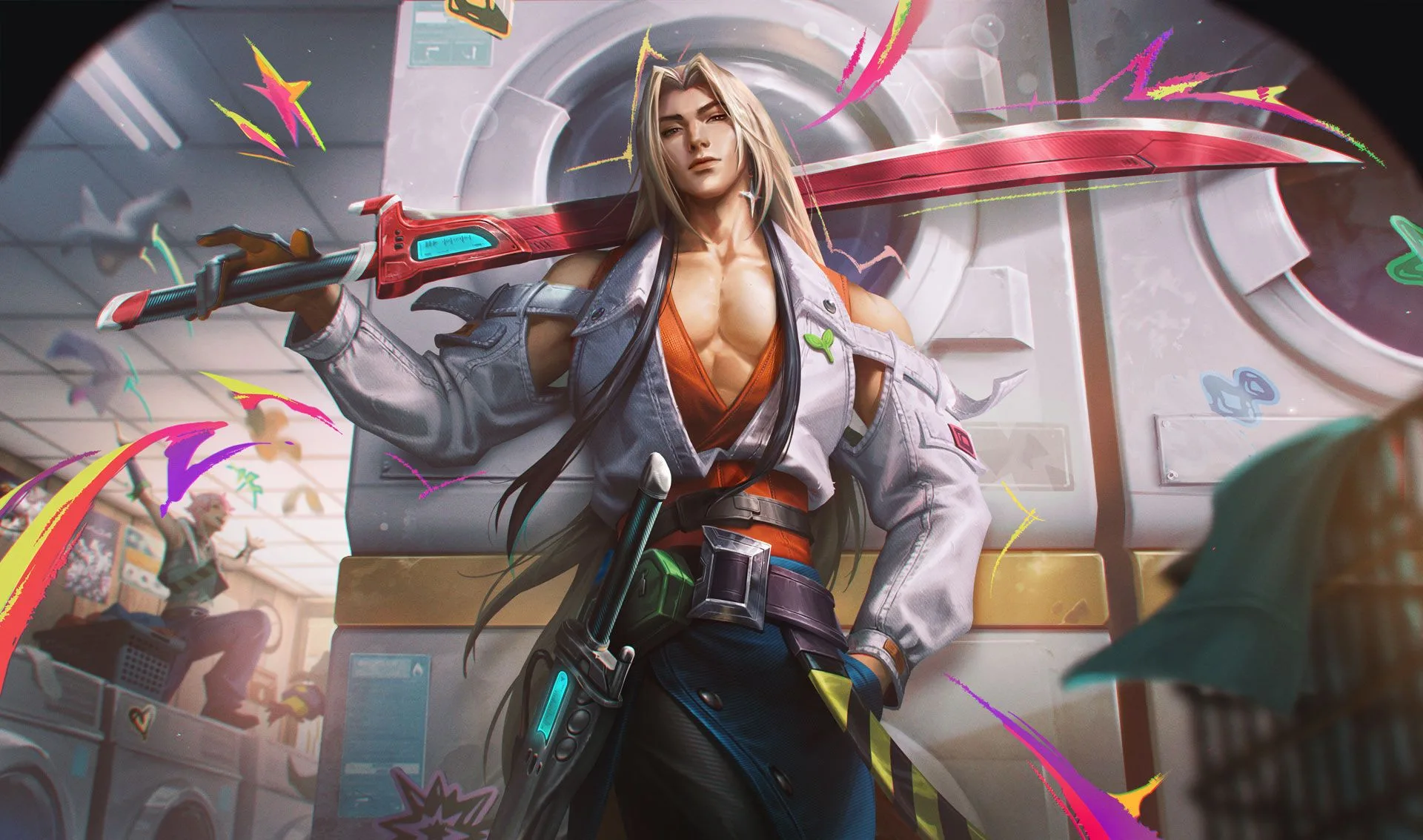 HEARTSTEEL Live My Life Yone HEARTSTEEL Live My Life Yone splash art showing long-haired Yone carrying a large red sword in a modern streetwear outfit