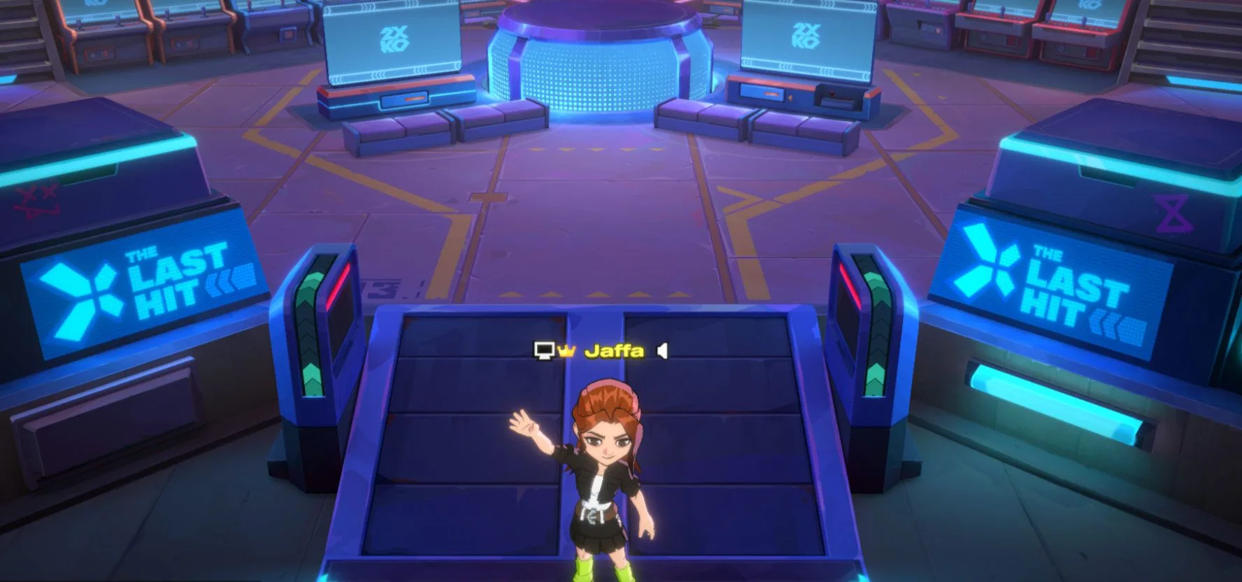 Large Private lobbies in 2XKO A large 2XKO Private lobby showing an avatar surrounded by arcade cabinets