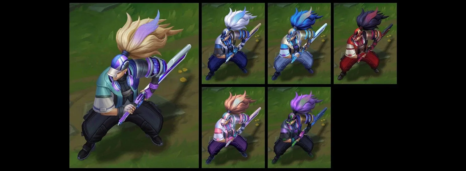 True Damage Yasuo chromas Five True Damage Know My Name Yasuo chroma variants with different outfits and blade colors