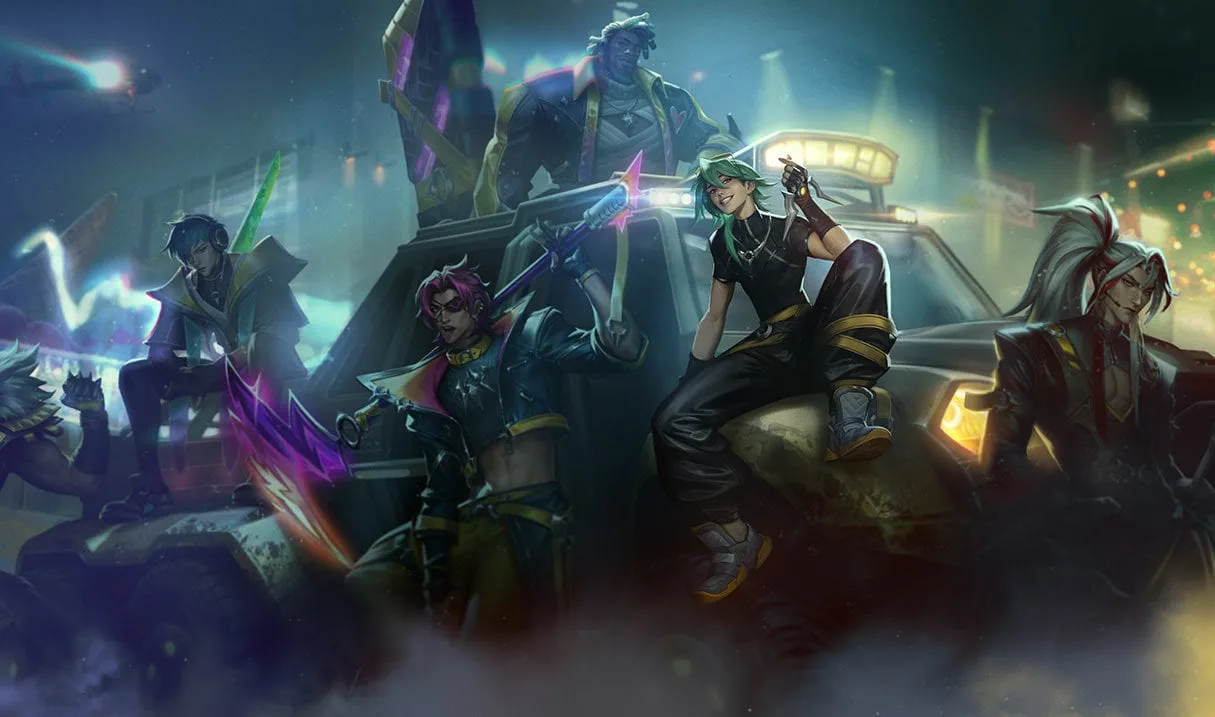HEARTSTEEL Ezreal HEARTSTEEL Ezreal splash art showing Ezreal with green hair alongside the band