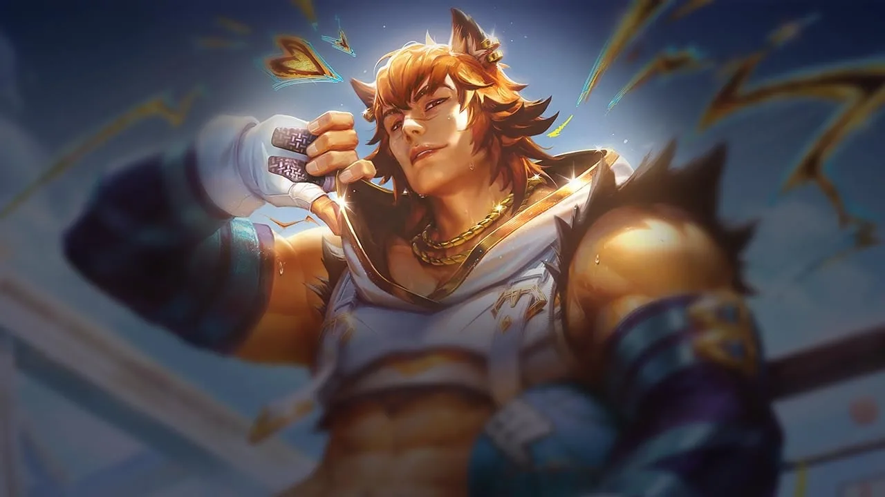 Prestige HEARTSTEEL Live My Life Sett Prestige HEARTSTEEL Live My Life Sett splash art showing Sett in white and gold clothing