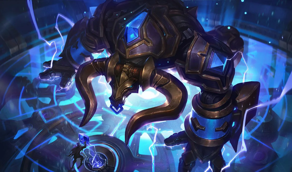 Hextech Alistar Hextech Alistar splash art showing Alistar as an enormous golem with crystal-powered armor