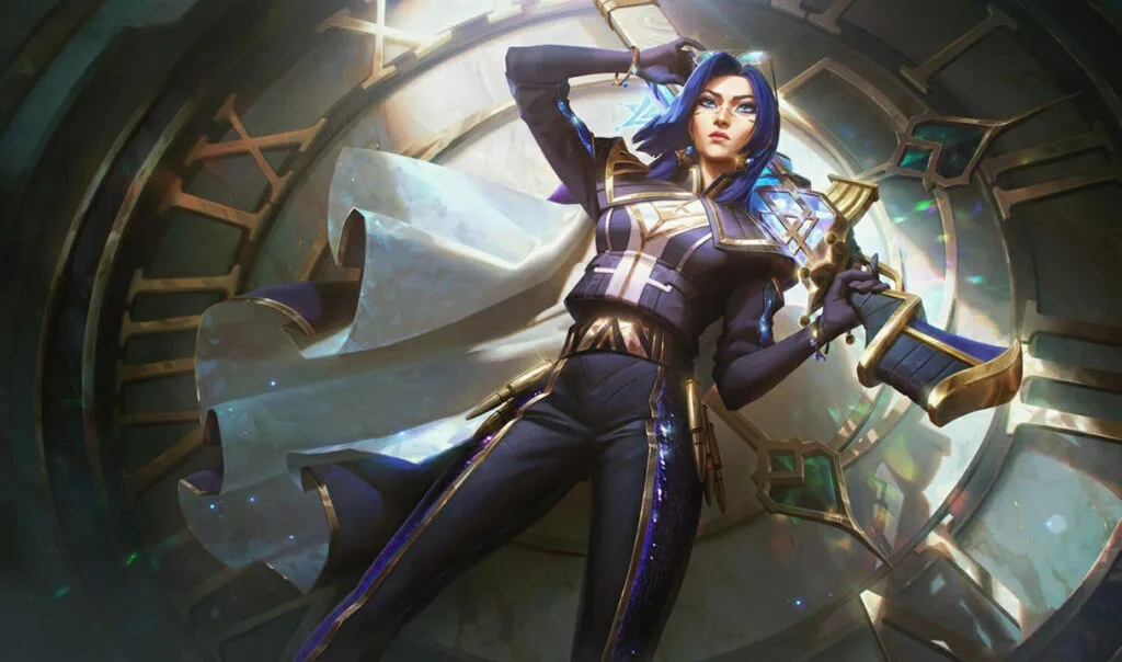 Prestige Arcane Commander Caitlyn Prestige Arcane Commander Caitlyn splash art showing Caitlyn in a premium Arcane Season 2 Prestige skin