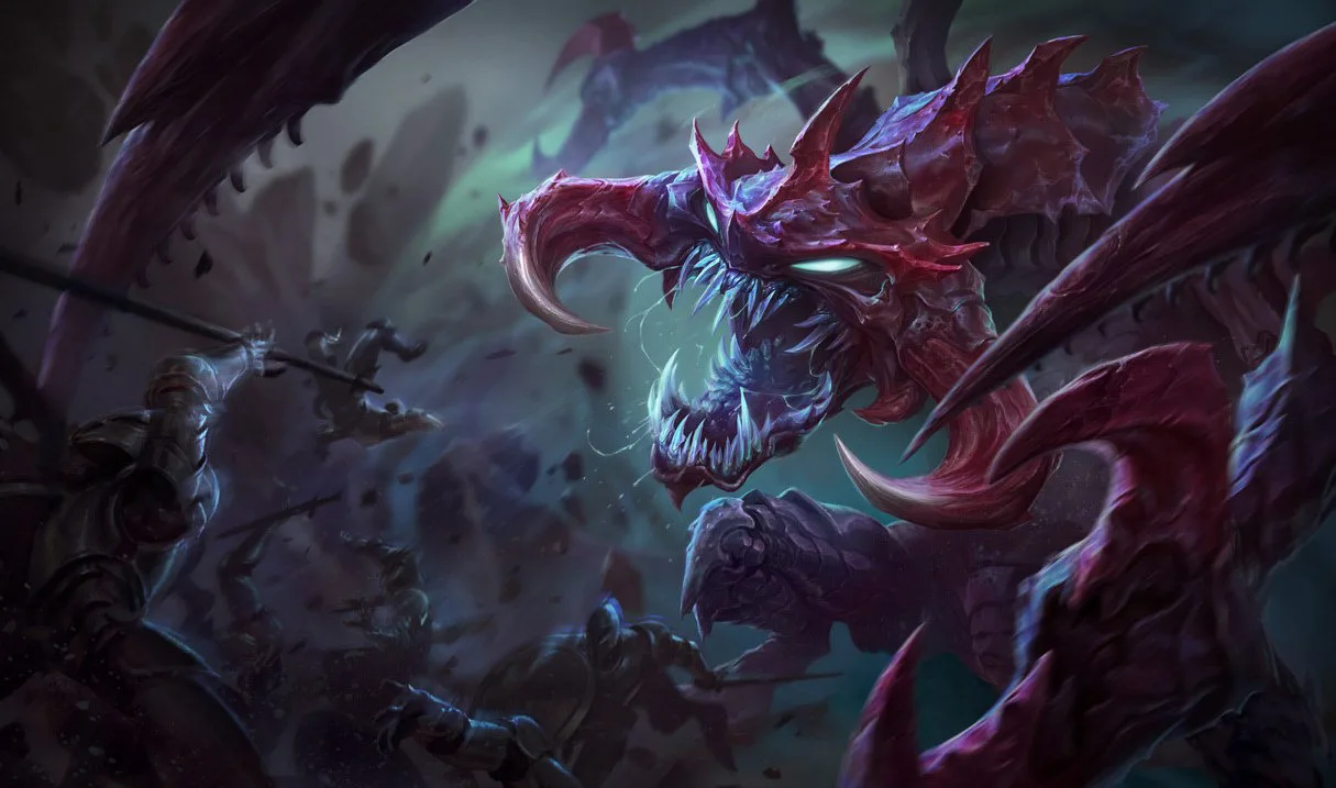 Cho'Gath emerging from the Void in official League of Legends splash art