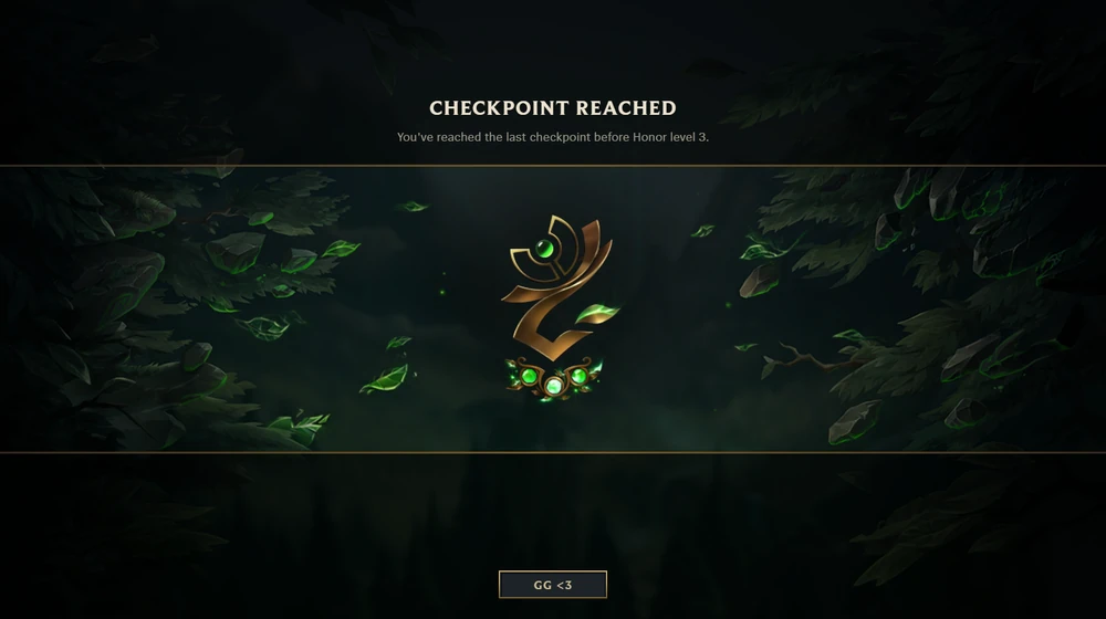 Old Honor checkpoint notification Historical League of Legends Honor checkpoint reached notification