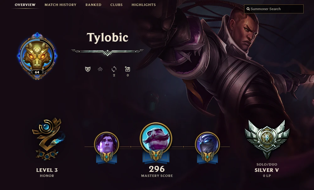 Old Honor profile layout Historical League of Legends profile showing old Honor level checkpoint progression