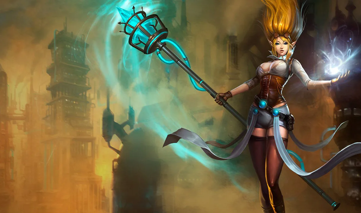 Hextech Janna Hextech Janna splash art showing Janna carrying a technological staff and wearing steampunk-inspired clothing