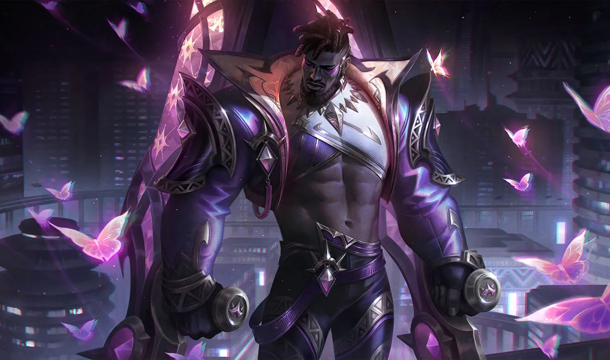 Prestige Empyrean K'Sante Prestige Empyrean K'Sante splash art demonstrating Riot's Prestige 2.0 high-fashion design direction