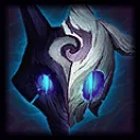 Kindred Kindred champion portrait with Lamb's mask and glowing blue eyes