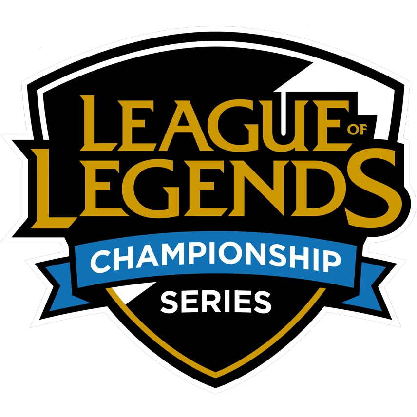 Gold and blue League of Legends Championship Series shield logo Gold and blue League of Legends Championship Series shield logo