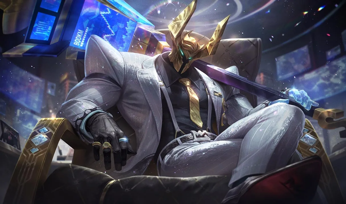 Mythic Essence Prestige skin Prestige Money Miser Mordekaiser splash art representing a Mythic Essence Prestige release
