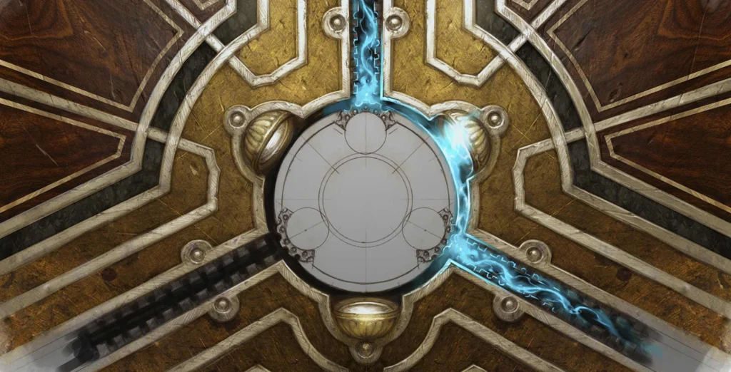 Piltover Hextech language Piltover Hextech language artwork showing stylized technological symbols and magical writing