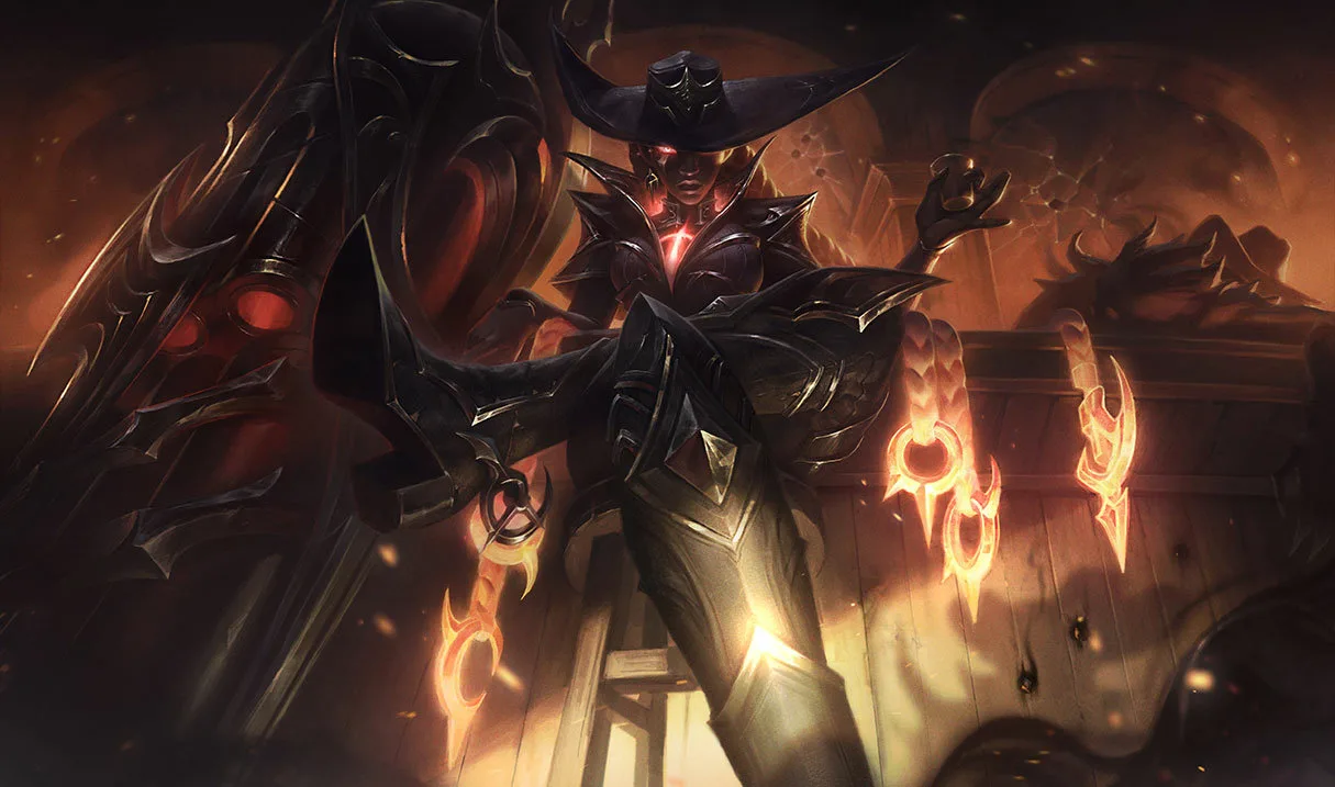 High Noon Senna High Noon Senna splash art showing Senna as a resurrected gunslinger with angelic power