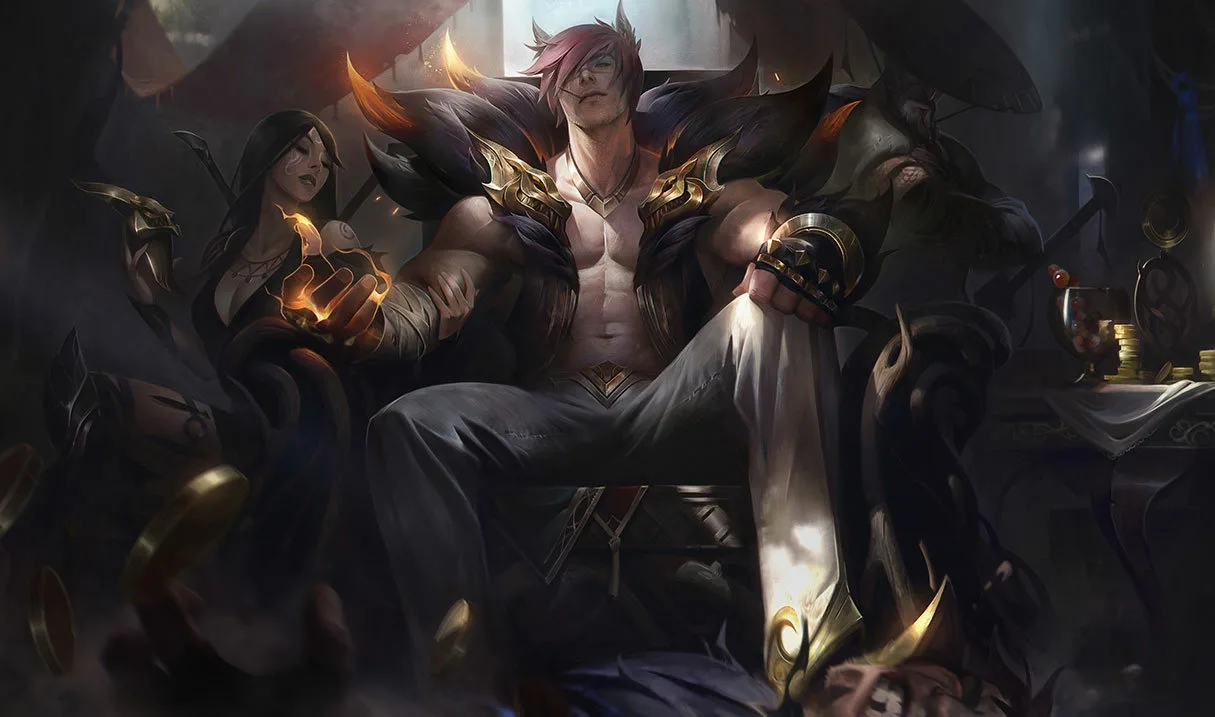 Sett the Boss - Official League of Legends artwork Sett, the Boss, in official League of Legends splash artwork showing his muscular build and fighting attire