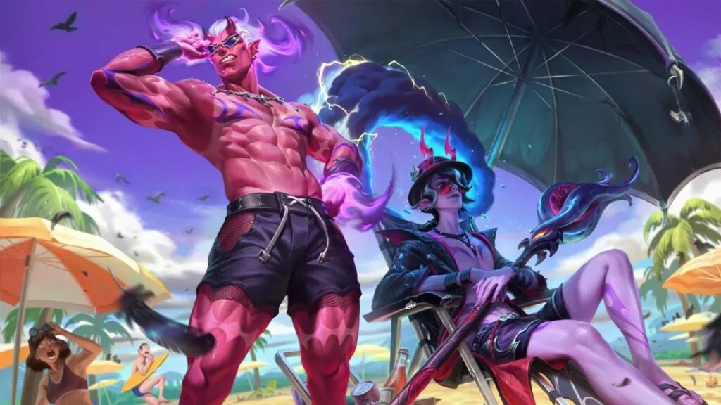 Sinful Shores skins Brand and Hwei splash art. Sinful Shores skins Brand and Hwei splash art.