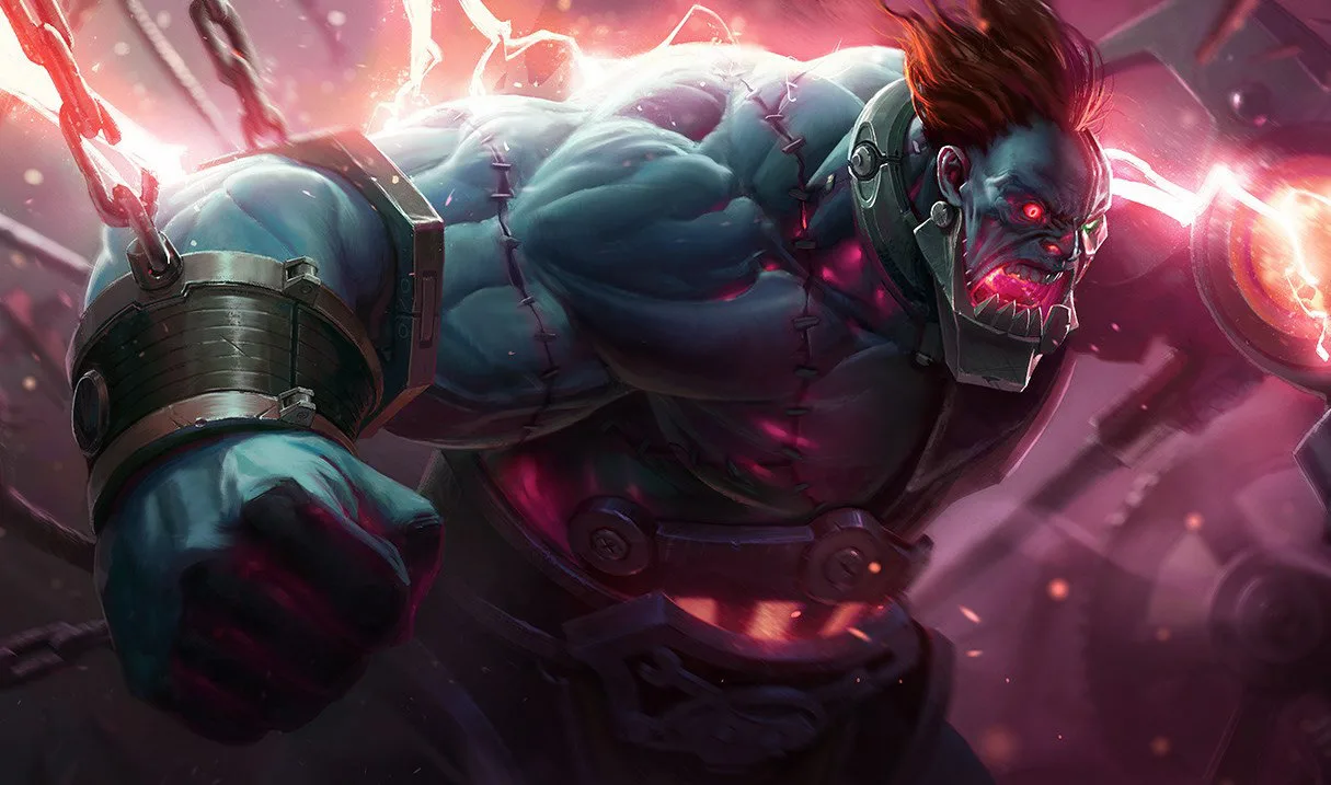 Hextech Sion Hextech Sion splash art showing the champion in an industrial mechanical-themed outfit