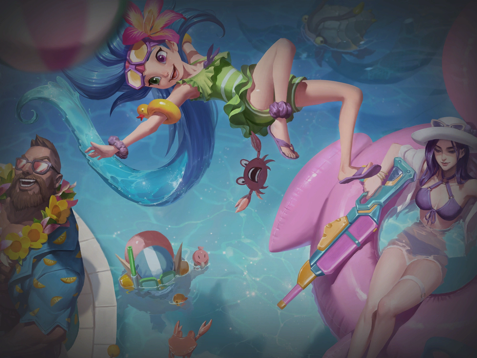 Pool Party Summoner's Rift background Pool Party Summoner's Rift background showing the Sunkissed Summer beach setting