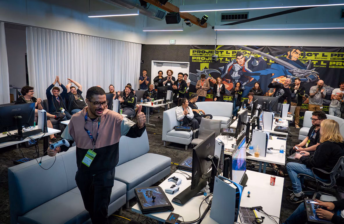 Players and Riot staff at the 2XKO pre-Evo FGC playtest at Riot LAX