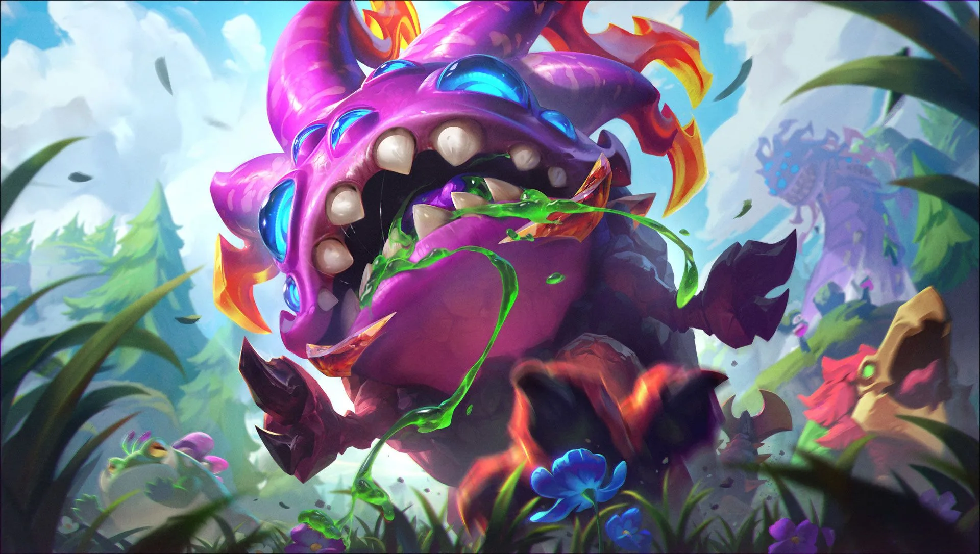 Prestige Classic Baron Kog'Maw Prestige Classic Baron Kog'Maw splash art featuring a bright purple monster with glowing blue details and green saliva