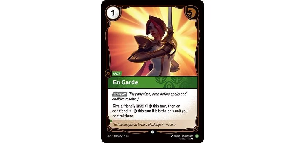 En Garde Legacy templating preview En Garde Riftbound card showing grey target backing in rules text