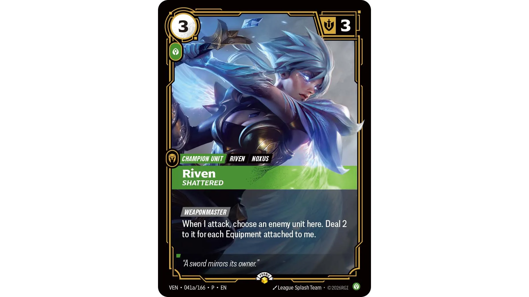 Riven Shattered event promo at Riftbound PAX West 2026 Riftbound Riven Shattered event promo card artwork for PAX West 2026