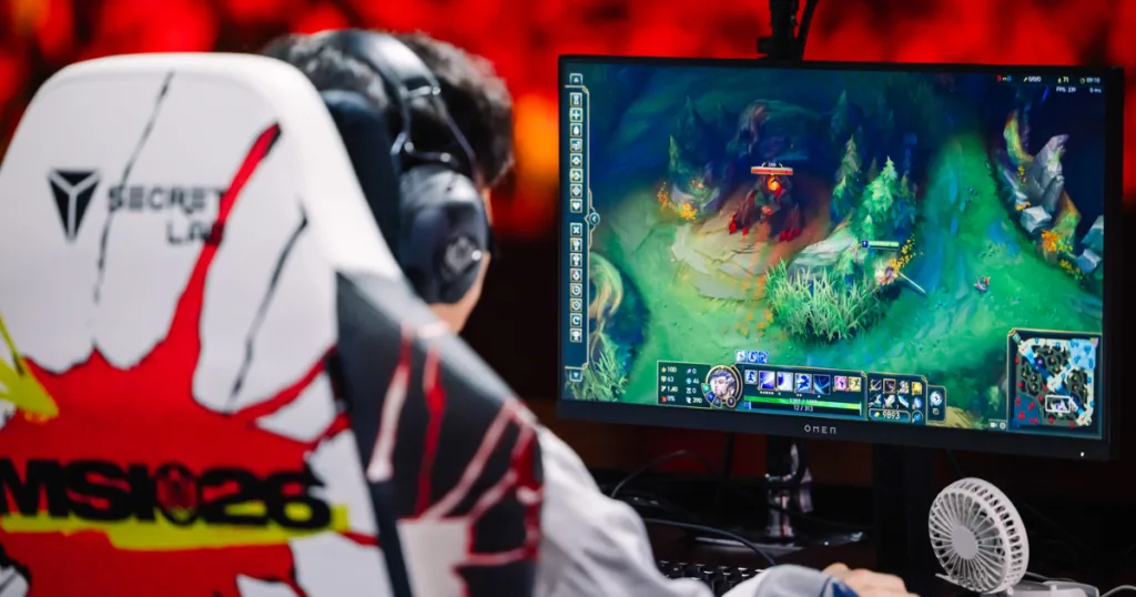 Monitor screen during match. Monitor screen during match.