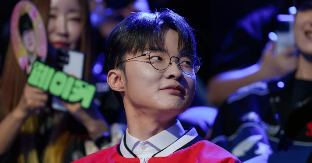 Faker sitting with audience during screening of Worlds 2026 anthem video. Faker sitting with audience during screening of Worlds 2026 anthem video.