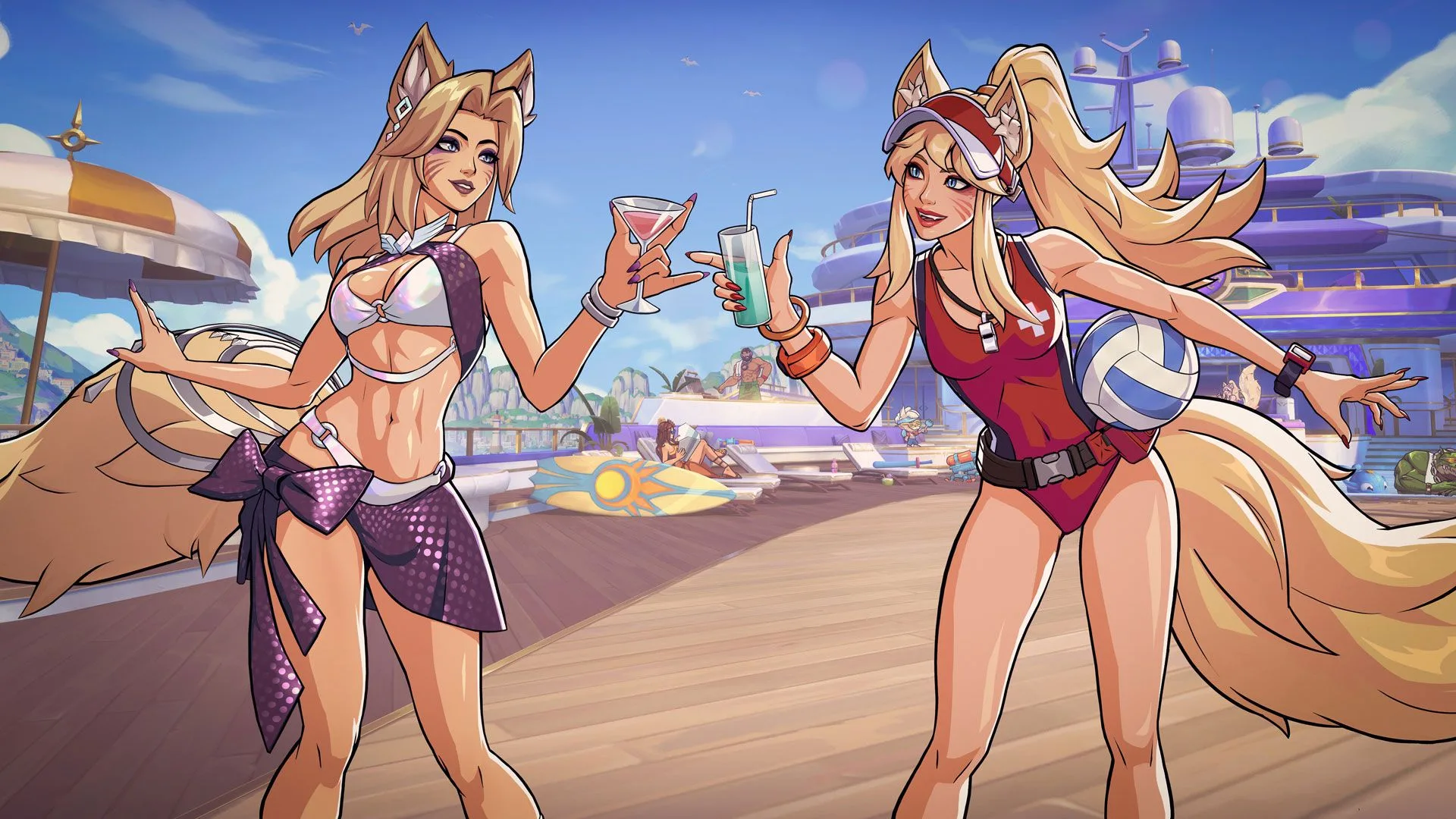 Pool Party Nights Ahri Megabundle Pool Party Nights Ahri Megabundle art featuring Pool Party Ahri and Pool Party Nights Ahri in 2XKO.