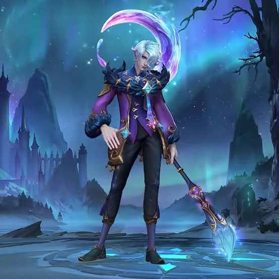 Winterblessed Hwei in Wild Rift Winterblessed Hwei skin artwork showing Hwei in his winter-themed appearance