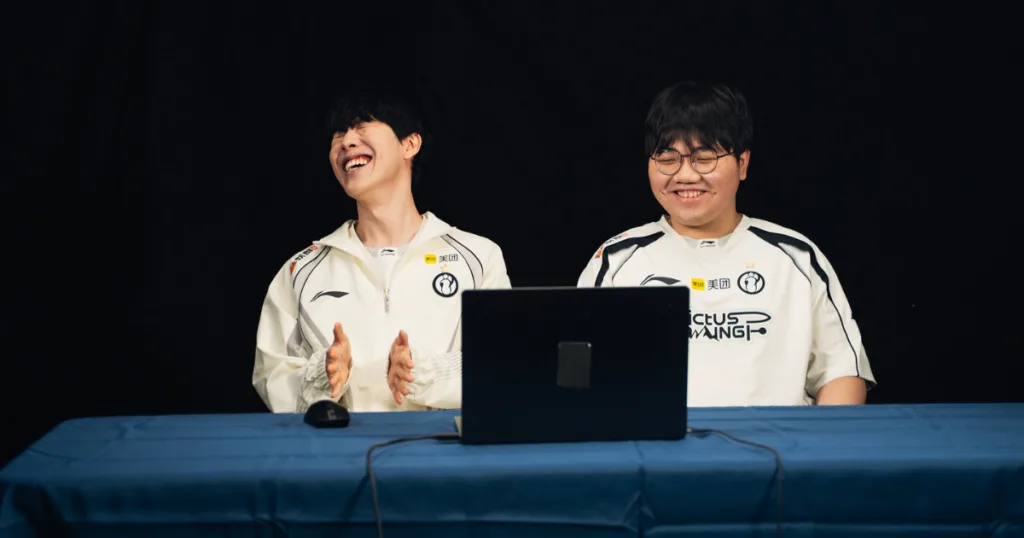 TheShy (L) and JiaQi of Invictus Gaming interview during Worlds 2026 before Swiss Stage. TheShy (L) and JiaQi of Invictus Gaming interview during Worlds 2026 before Swiss Stage.