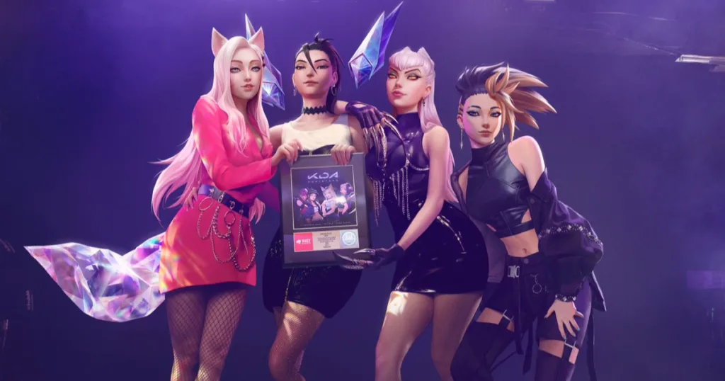 K/DA getting gold record photo. K/DA getting gold record photo.