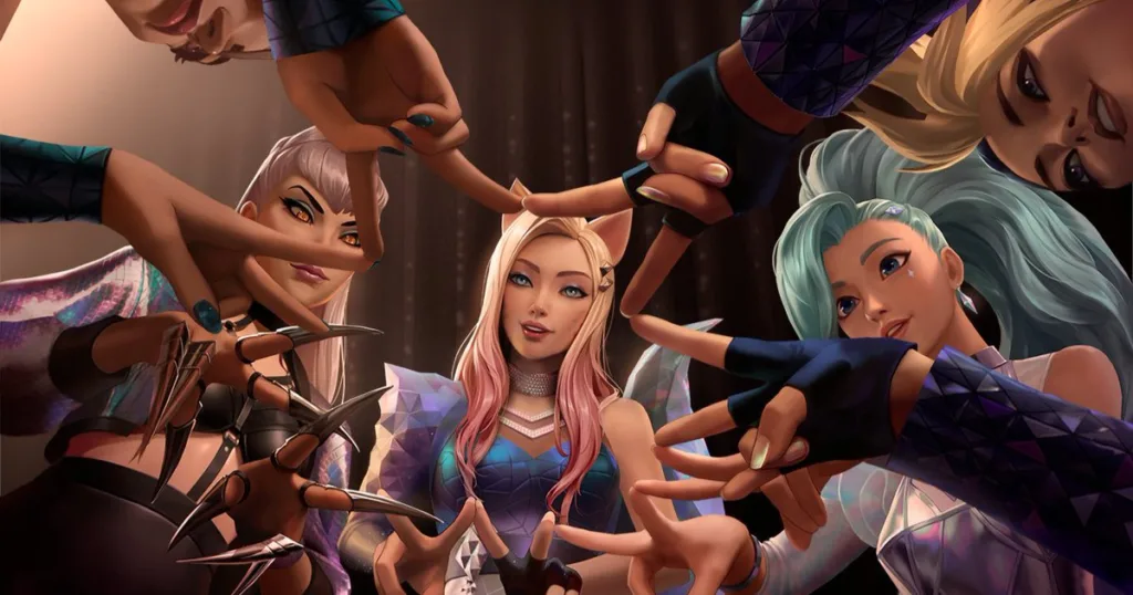 K/DA making a star with their hands. K/DA making a star with their hands.