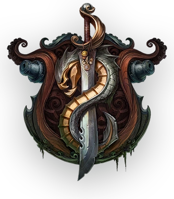 Bilgewater crest Bilgewater crest from League of Legends with a blade, cannons, and sea-serpent imagery