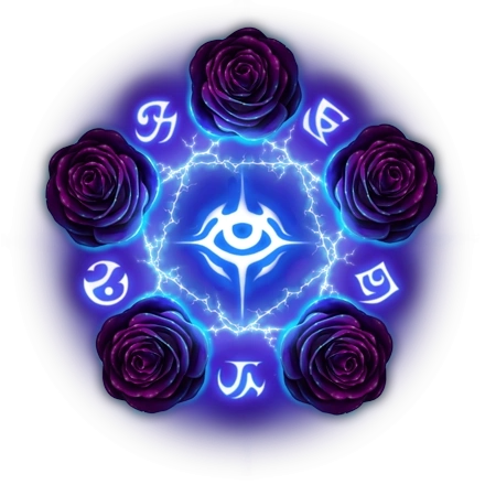Black Rose crest from League of Legends with roses and arcane symbols